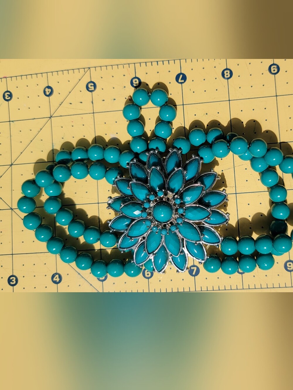 Turquoise Floral Beaded Statement Bracelet - Women's Jewelry